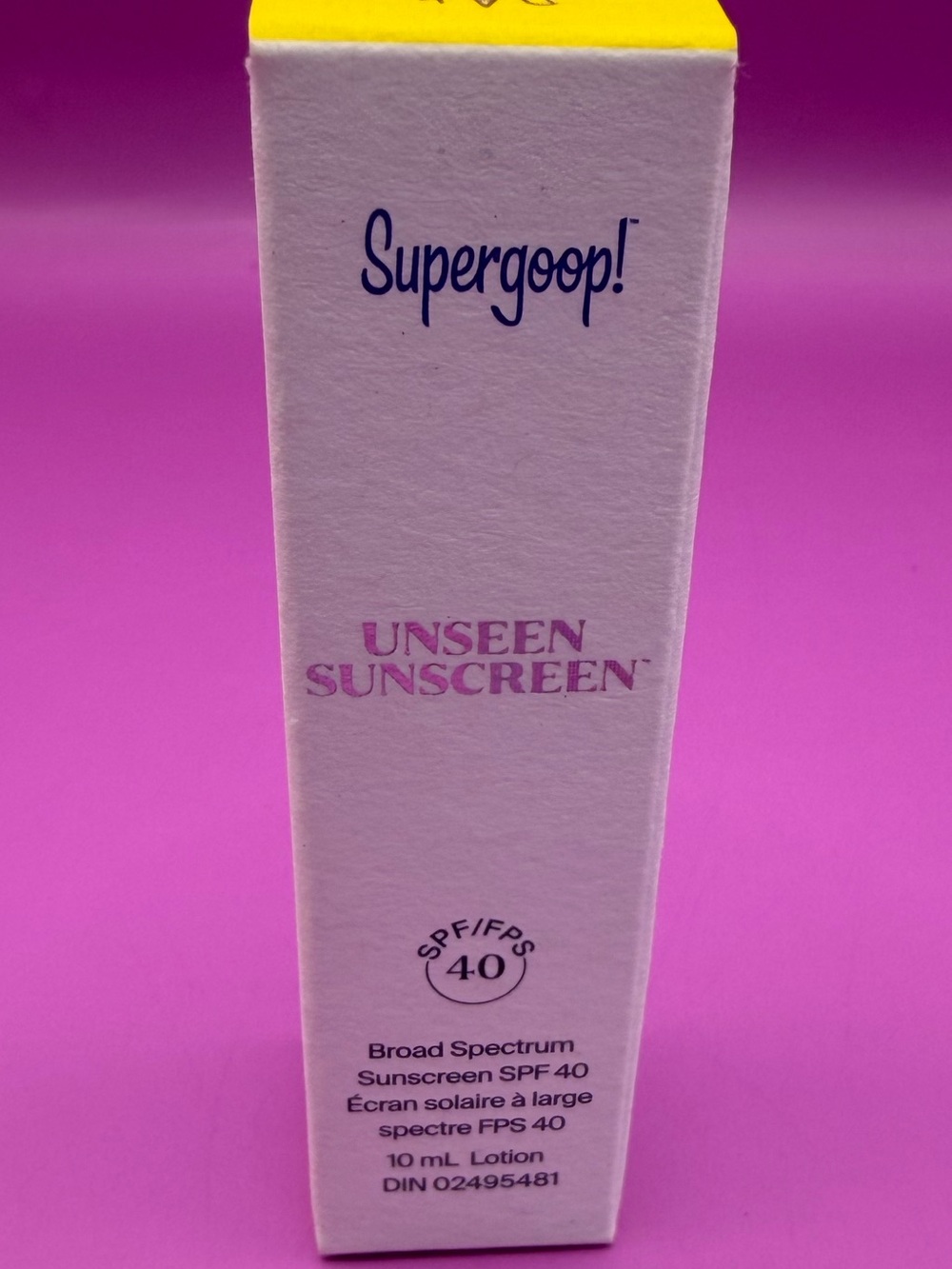 Supergoop! Unseen Sunscreen — White and Yellow Box